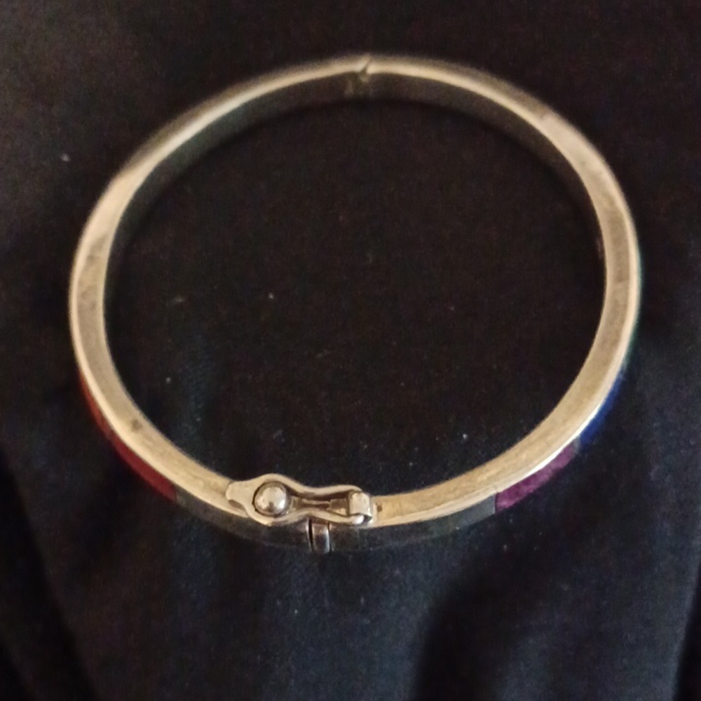 Multicolor Inlay Bangle Bracelet - Picture 4 of 4